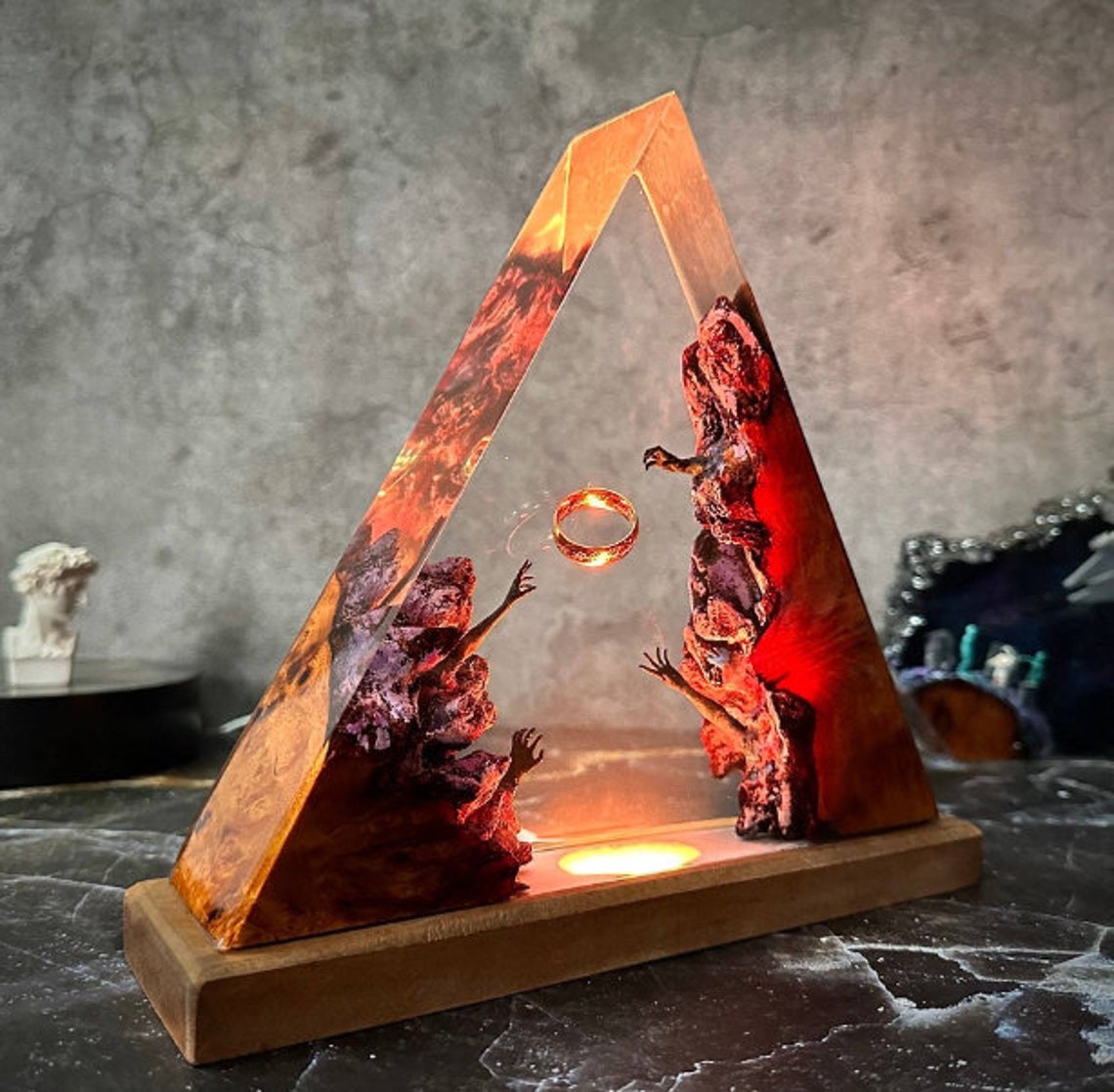 Resin Ocean Table Wood Lamp Art Home Decor