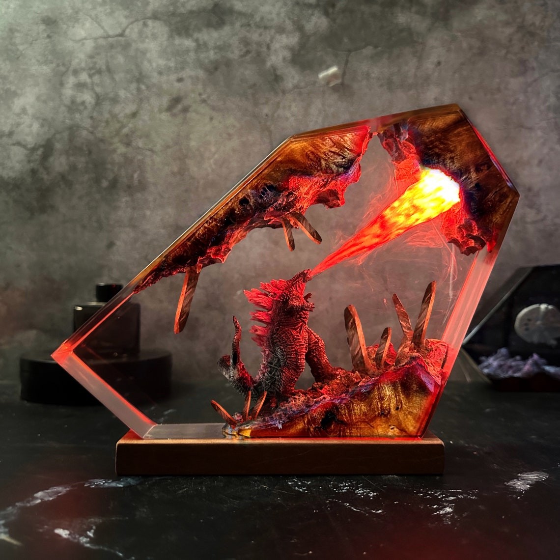 Monster Resin Wood Lamp Art Home Decor