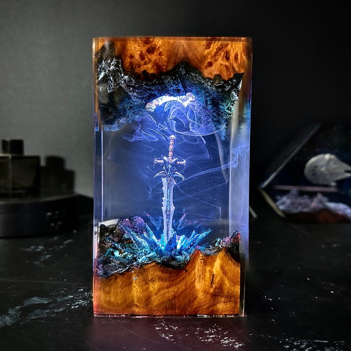 Sword Wood Resin Lamp Art Home Decor