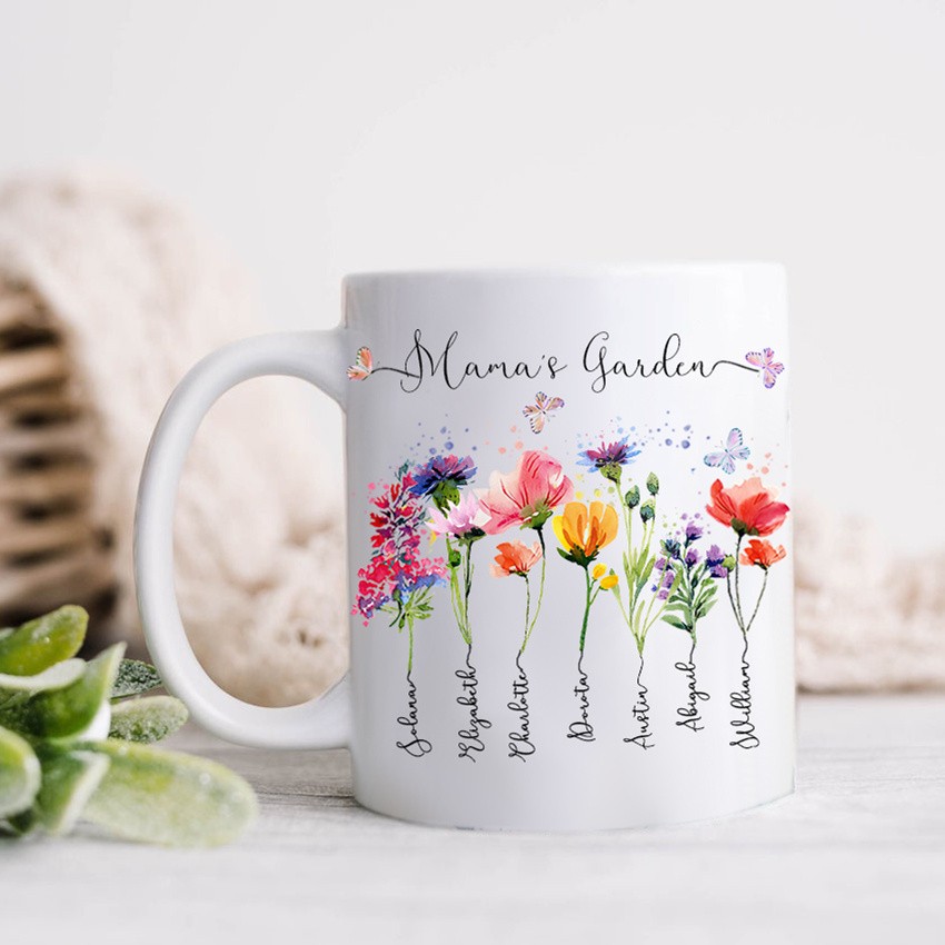 Custom Grandma's Garden Mug Birth Month Flower With Grandchildren Name Gift Ideas For Mother's Day