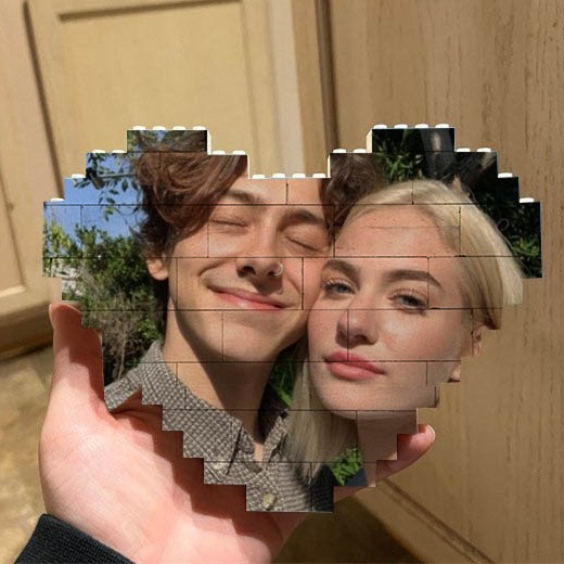 Custom Heart Photo Block Puzzle Building Brick Gift For Valentine's Day Anniversary Gift Ideas