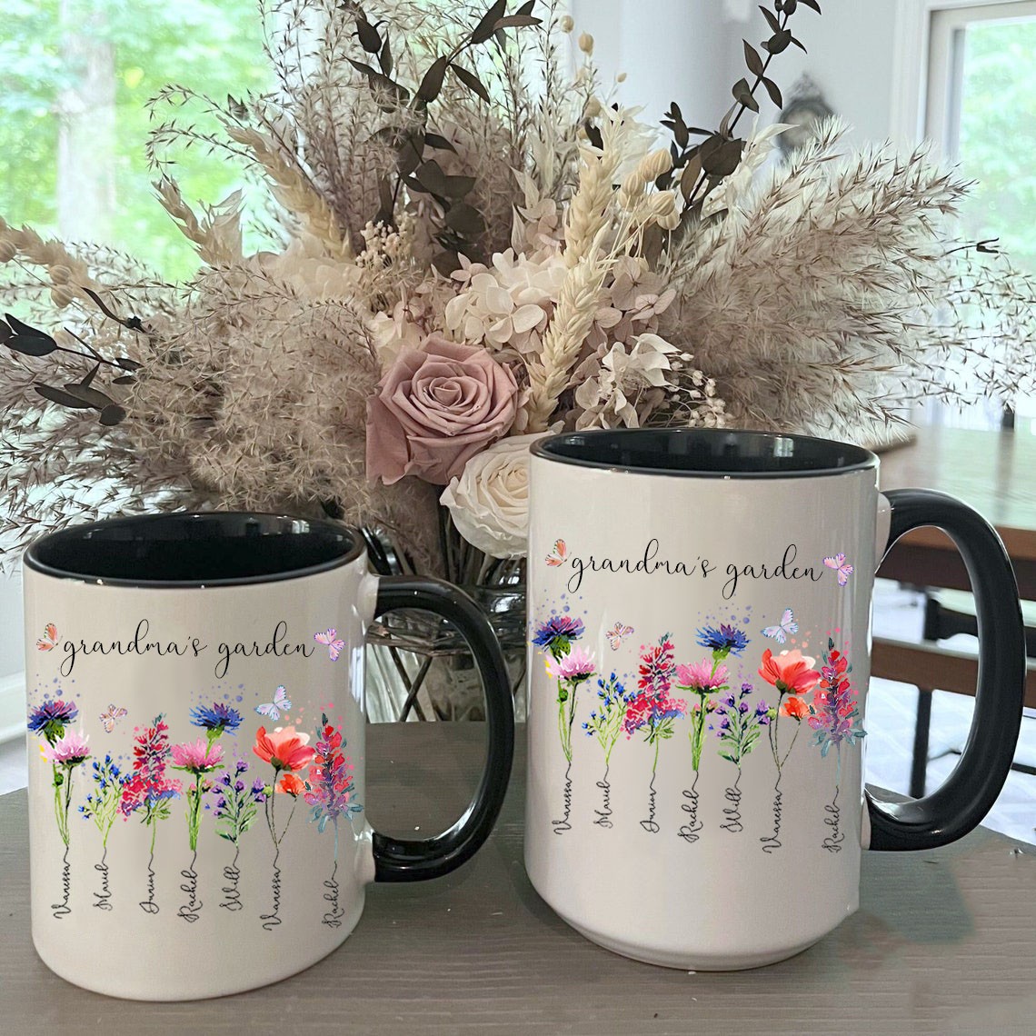 Custom Grandma's Garden Mug Birth Month Flower With Grandchildren Name Gift Ideas For Mother's Day